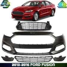 Front Bumper Cover Fascia & Grille Assembly Kit For 2013-2016 Ford Fusion