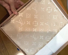 Louis Vuitton Scarf Stole Logo pattern Beige Square SeeDescription