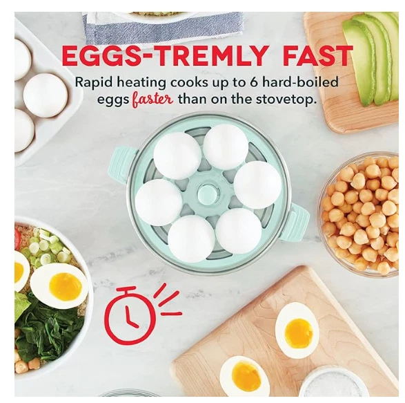 NEW DASH Rapid 6-Egg Electric Cooker in Aqua for Quick Breakfasts NEW DASH Rapid 6-Egg Electric Cooker in Aqua for Quick Breakfasts