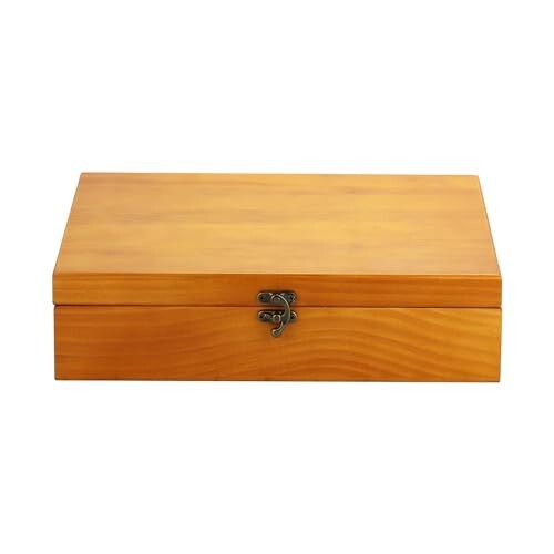 Wooden Memory Keepsake Storage Box with Hinged Lid-Clasp Trinket Box Lined - Picture 9 of 12