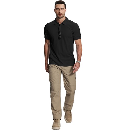 Men's Tactical Polo T-Shirt Quick Dry Combat Short Sleeve Team Work Casual Shirt - Picture 4 of 28