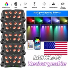 Rechargeable Stage Par Light Wireless 4LED RGBWA UV Uplights DJ Battery DMX APP