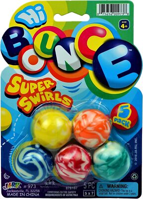 JA-RU Super Hi Bounce Balls (1 Pack, 5 Balls Each) Fidget Bouncy