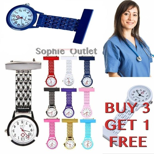 Steel Quartz Watch Nurse Watch Brooch Tunic Doctor Fob Watch Medical Watch B3 - Afbeelding 1 van 11