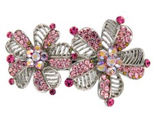 Floral Flower Hair French Metal Barrette Clasp Clip Austrian Crystal Jewelry New