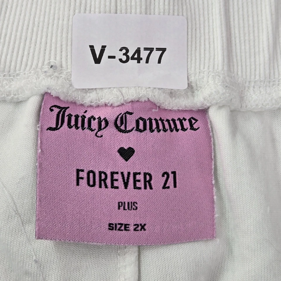 Calça Juicy Couture x Forever 21 Feminina 2X Veludo Branco Jogger Strass Bling - Imagem 2 de 4