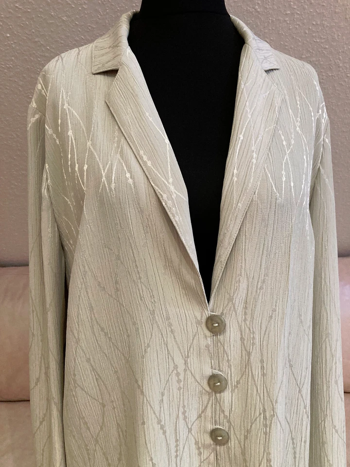 MEICO LINEA Zeitlos schöner Damen Blusen Blazer 42 Hell Grün Langarm Kragen - Bild 2 von 4