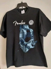 Fender Guitar Size L Black Adult Men's T-Shirt Port and Company Short Sleeve VTG