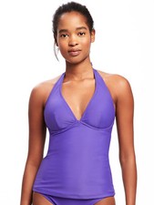 OLD NAVY Tankini Top S Halter Regal Purple V Neck Under wire Bra SMALL