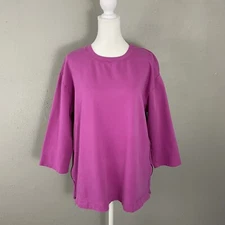 CMC Color me Cotton Pink Sweatshirt XL Pullover Top Zipper Sides Lagenlook USA