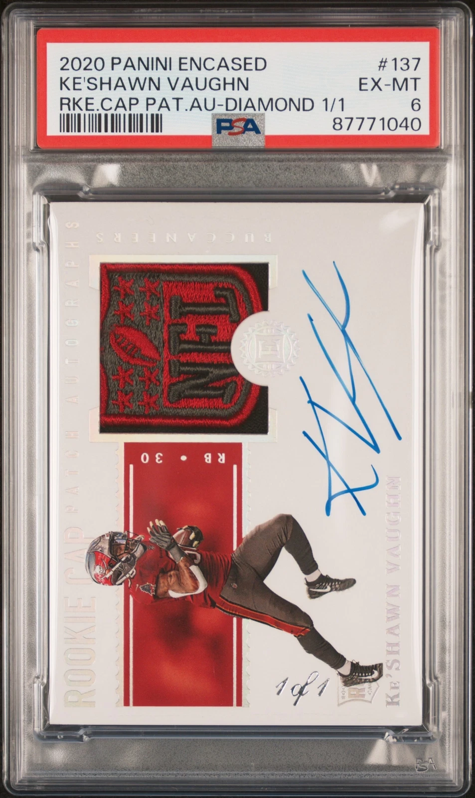 Ke'Shawn Vaughn Panini Encased #137 Rookie Cap Patch Autograph-Diamond 1/1