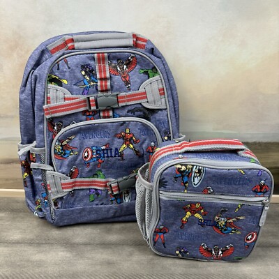 Pottery Barn Kids Mackenzie Marvel Avengers Glow Backpack & Lunch Box Monogram
