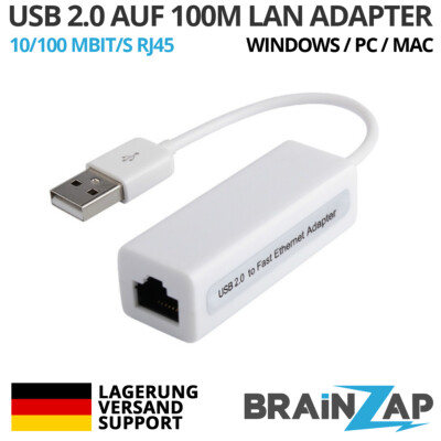 USB 2.0 zu RJ45 10/100 Mbps LAN Ethernet Adapter MacBook Air Pro MacOS Win 10