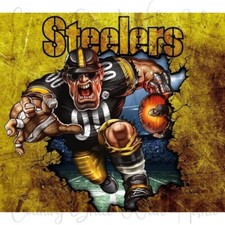 20oz Skinny Tumbler Sublimation Transfer Print Steelers Football Ready To Press