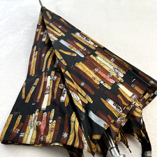 Nicole Miller Umbrella Cigars Print Large Wood Handle Vintage
