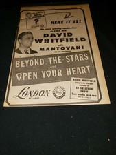 David Whitfield Mantovani Beyond The Stars Rare Original Promo Poster Ad Framed