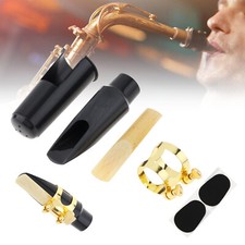 New Set Alto bE Saxophone Mouthpiece Cap & Mouthpiece Clip & Mouthpiece Reed UK