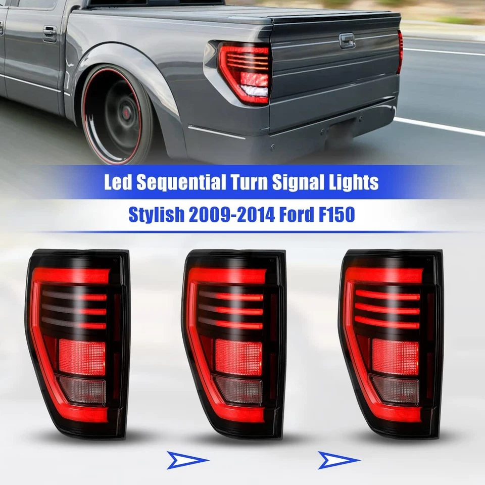 Par de luces traseras LED transparentes secuenciales para camioneta Ford F150 2009-2014 Foto 3 de 4