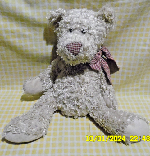 Doudou Ours Brun COROLLE - Nœud Vichy Rouge - Années 2000 - Occasion Très Bon état