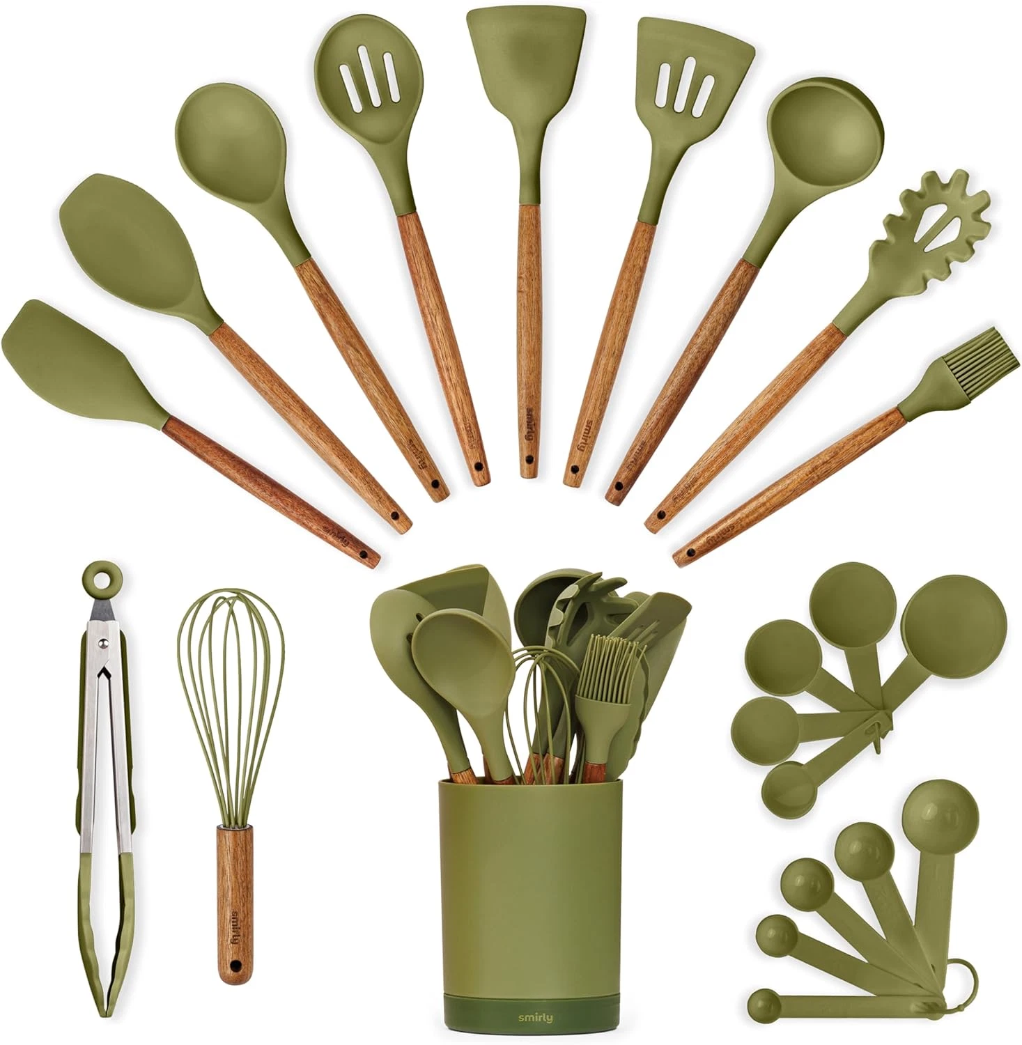 Silicone Kitchen Utensils Set & Holder: Cooking Utensils Set - Kitchen Essential