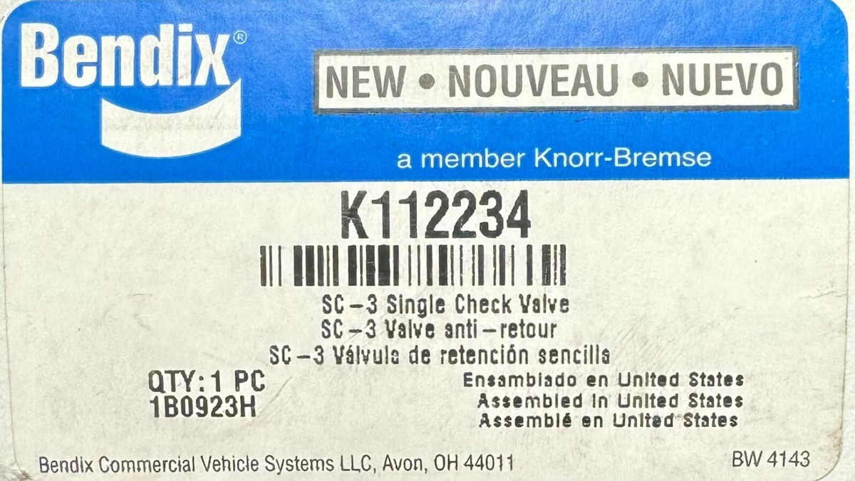 K112234 / K254156 Genuine Bendix 90° Check Valve OEM - New | eBay