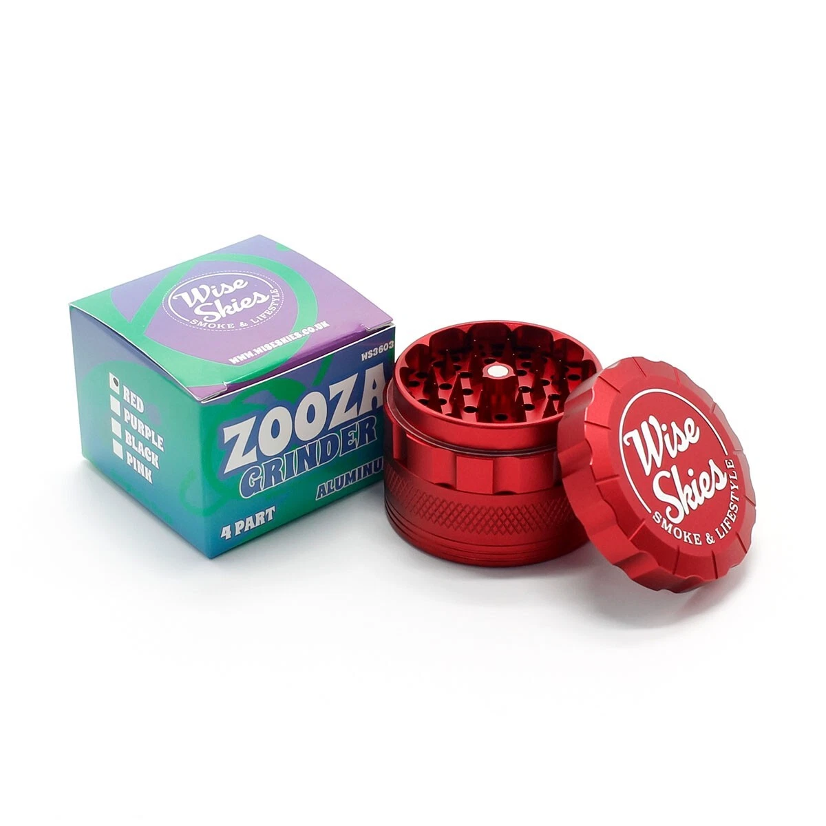 Wise Skies Zooza Metal 4-Part Spice Herb Crushers Grinder Rolling Accessory 55mm