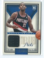 2013-14 Timeless Treasures Allen Crabbe Treasured Picks JERSEY RELIC RC BLAZERS