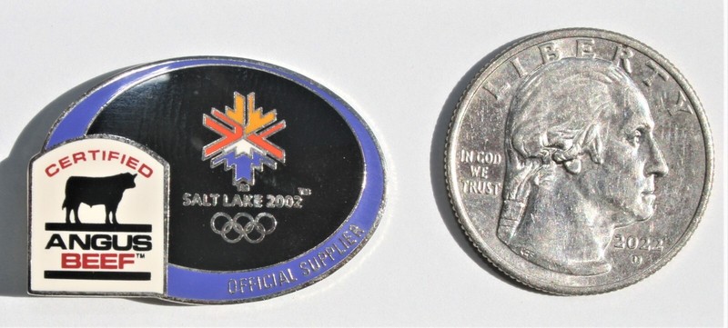 SALT LAKE CITY / SLC 2002 WINTER OLYMPICS  ANGUS BEEF CLOISONNE SPONSOR PIN