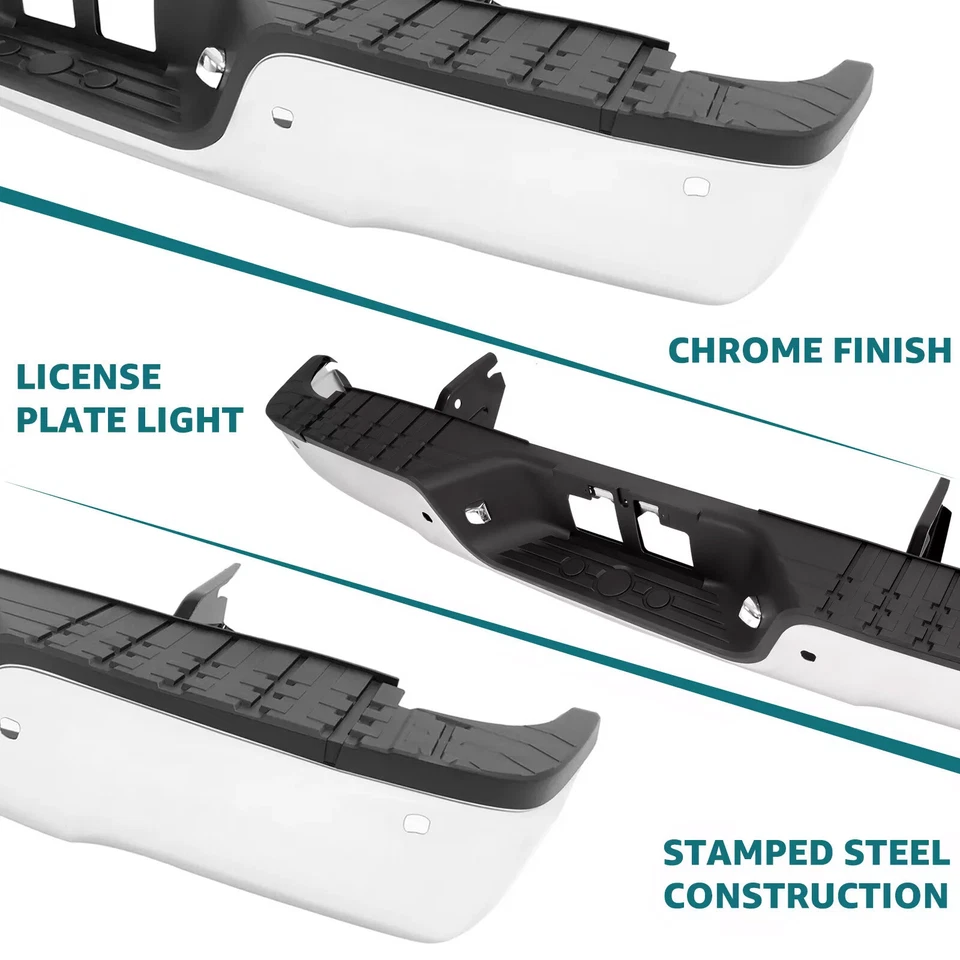 Parachoques trasero completo para Toyota Tundra Base Limited SR5 2007-2014 con orificios Foto 2 de 4