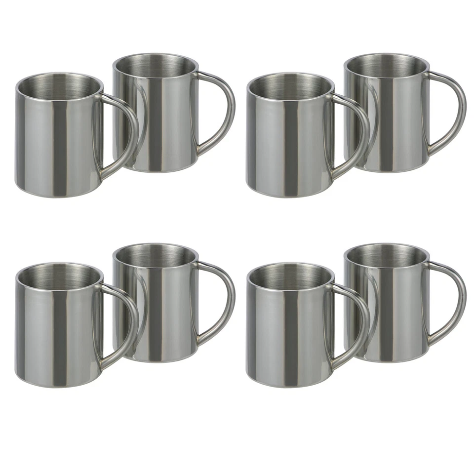 8x Thermobecher Edelstahl Trinkbecher Tasse Doppelwandig 200ml Isolierbecher