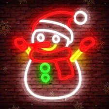 Christmas Snowman Neon Sign Dimmable Christmas Neon Signs for Wall Decor Led ...