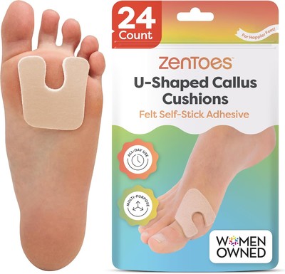 ZenToes U-Shaped Felt Callus Pads | Protect Calluses from 24 Count, Beige 