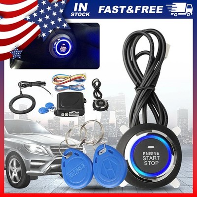 Smart RFID Push Engine Start Button kit & Keyless Starter for Most DC12V Cars US