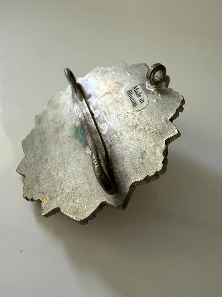 Hecho en Bután Bután Bután Koma Broche Colgante Oro Plata, Piedra Turquesa Foto 4 de 4