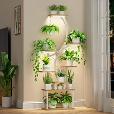 BACEKOLL 8-Tiered Plant Stand With Grow Lights - 62 Tall Indoor Shelf for Mul...