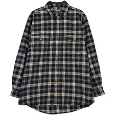 Used FIELD AND STREAM long-sleeved heavy flannel check shirt men's size L eq...