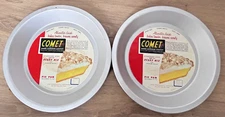 NEW 2 Vintage 1950’s COMET Mirro Aluminum Co. 9” Pie Pan~Label 59¢~No. C-7239-22