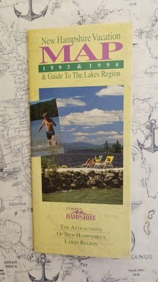 1993 & 1994 New Hampshire Vacation Map & Guide To The Lakes Region Fold-Out