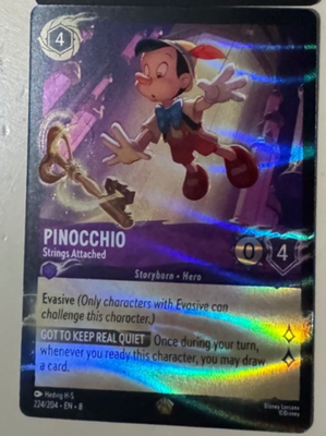 FREE SHIP! 1x Disney Lorcana Palace Heist Cold Foil Pinocchio Strings  Attached