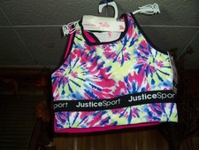 JUSTICE GIRLS PADDED SPORTS BRA 2 PACK SIZE 28 TYE DYE AND PINK ATHLETIC NEW