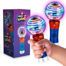 IPIDIPI TOYS Spinning Light Up Magic Wand for Kids, 2 Pack, LED Sensory Globe Wa