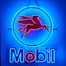 Mobil Gasoline Gas 20"x16" Neon Sign With HD Vivid Printing Bar Garage Room EM