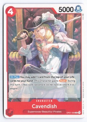 One Piece TCG - Cavendish - OP01-008 - Romance Dawn - English X4