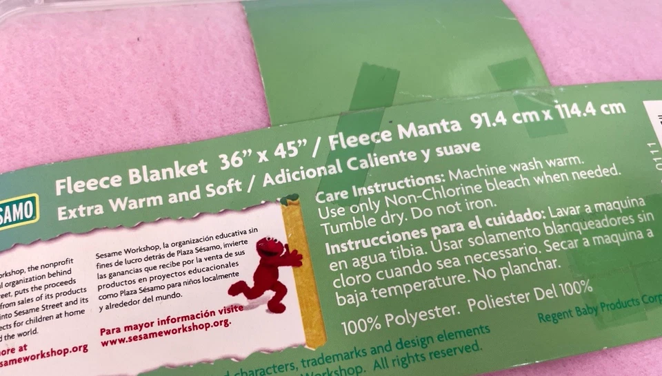 Manta polar rosa Sesame Street Elmo & Abby Cadabby 36" X 45" cuna bebé bebé Foto 4 de 4