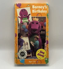 Barney & Friends Barney’s Birthday VHS 1992 Video White Tape PBS Kids Songs Rare