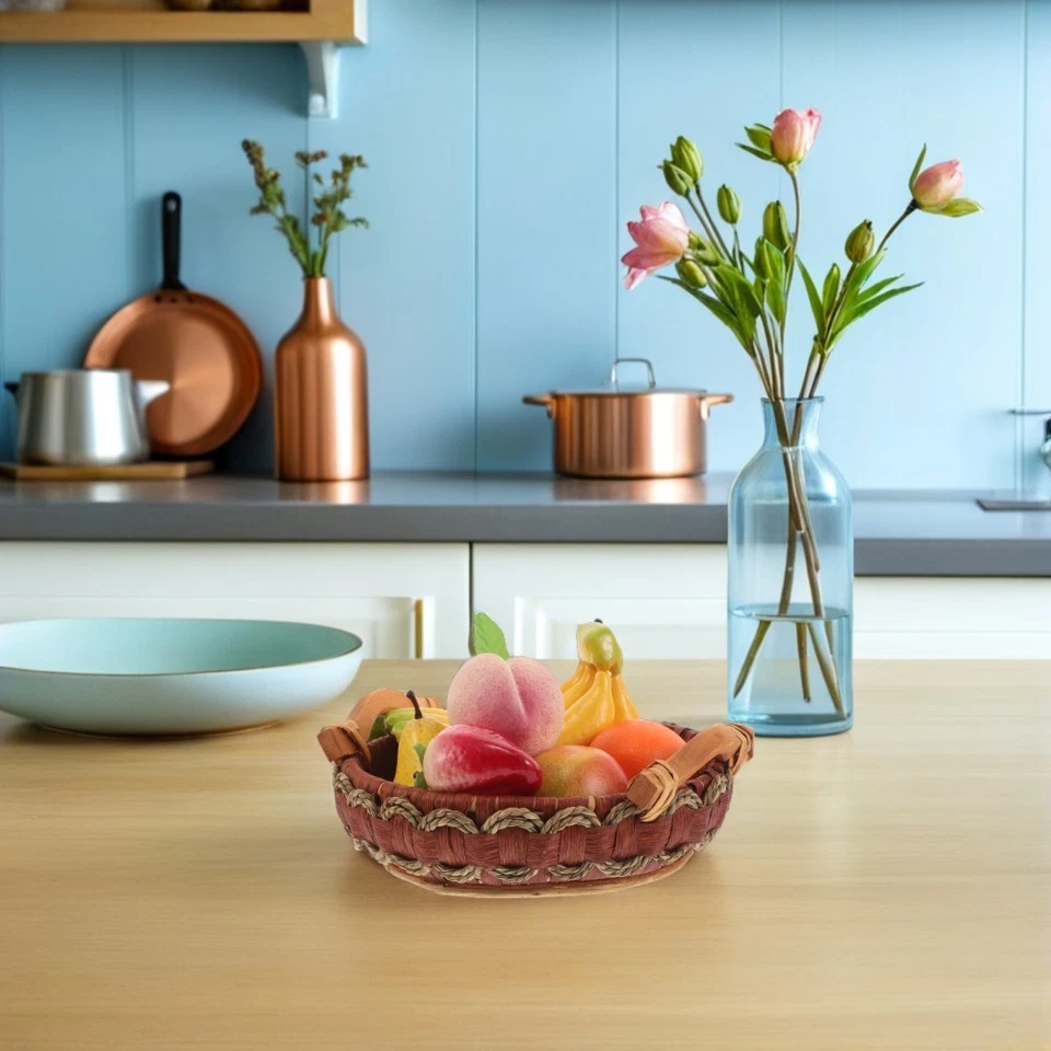 Cestino Per Pane Da Tavola Portaoggetti Intrecciato Il Con Manico - Immagine 3 di 4