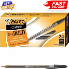 BIC Cristal Xtra Bold Ballpoint Pen Point (1.6mm) 24 Count Black