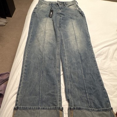 Wide-Leg Juniors Size 9 Blue Medium Wash Solid Denim Jeans New w/ Tags