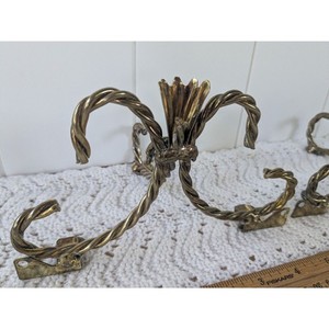 2 Vintage Twisted Rope Wall Shelf Brackets - Hollywood Regency Style - Gold
