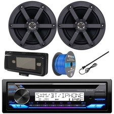 JVC Marine Bluetooth CD Receiver, 2x 6.5" 100W Speakers w/Wire, Antenna, Cover